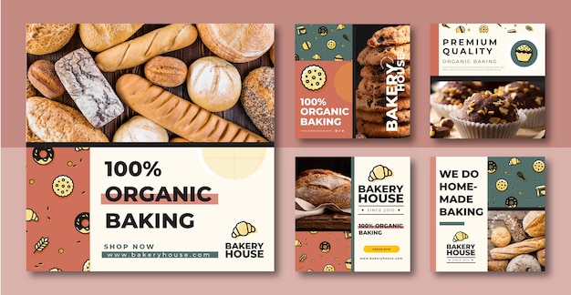 Plantilla de diseño de publicación de instagram de panadería