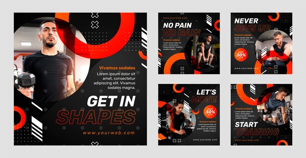 Plantilla de diseño de publicaciones de instagram de gimnasio