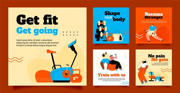 Plantilla de diseño de publicaciones de instagram de gimnasio