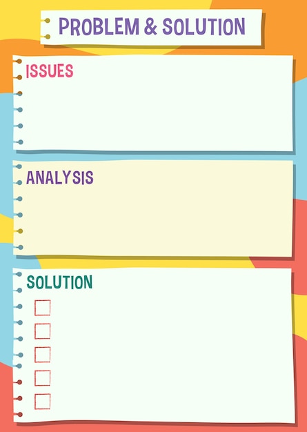 Plantilla de diseño de tablero de problemas y soluciones en estilo de ilustración vectorial