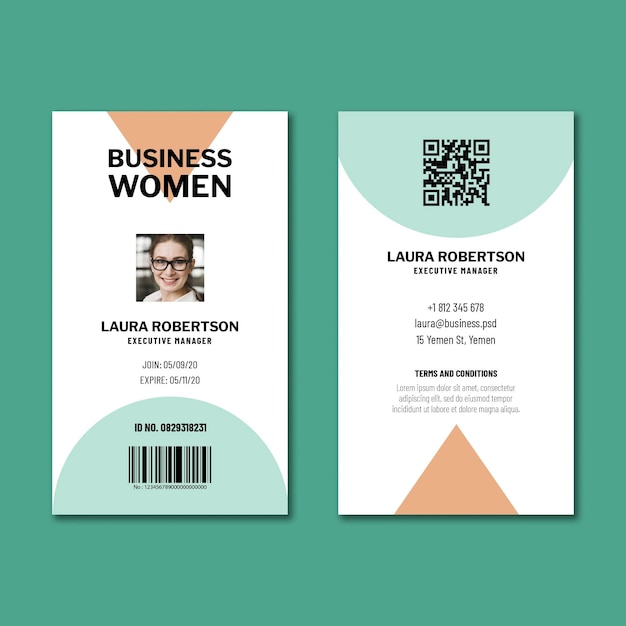 Plantilla de diseño de tarjeta de identificación de empresaria