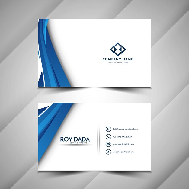 plantilla de diseño de tarjetas de visita de estilo onda azul abstracta