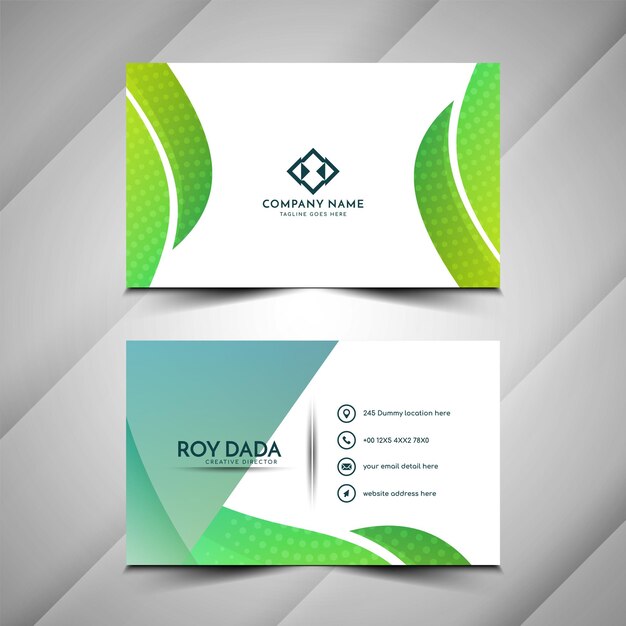 plantilla de diseño de tarjetas de visita de estilo onda de colores abstractos