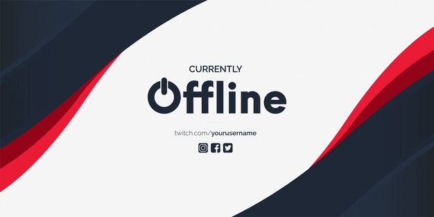 Plantilla de diseño de vector de banner de Twitch actualmente sin conexión