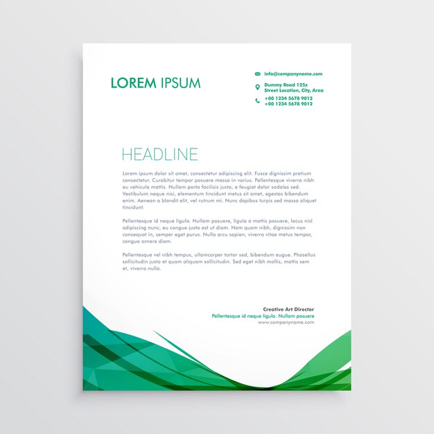 plantilla de diseño de vectores ondulado verde forma de membrete