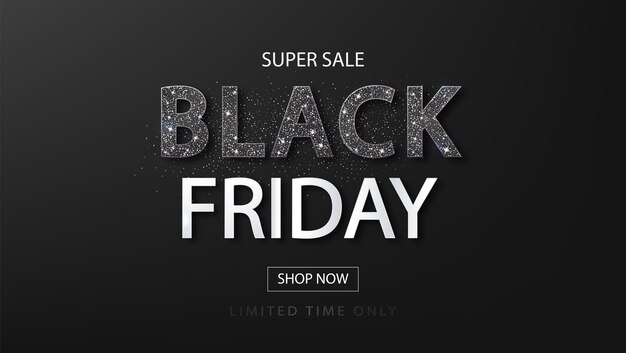 Plantilla de diseño de venta de viernes negro para ventas con texto brillante. Banner de vector para tiendas, web.