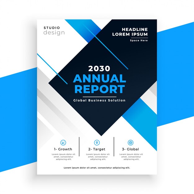 Plantilla de diseño de volante de busienss de informe anual azul abstracto