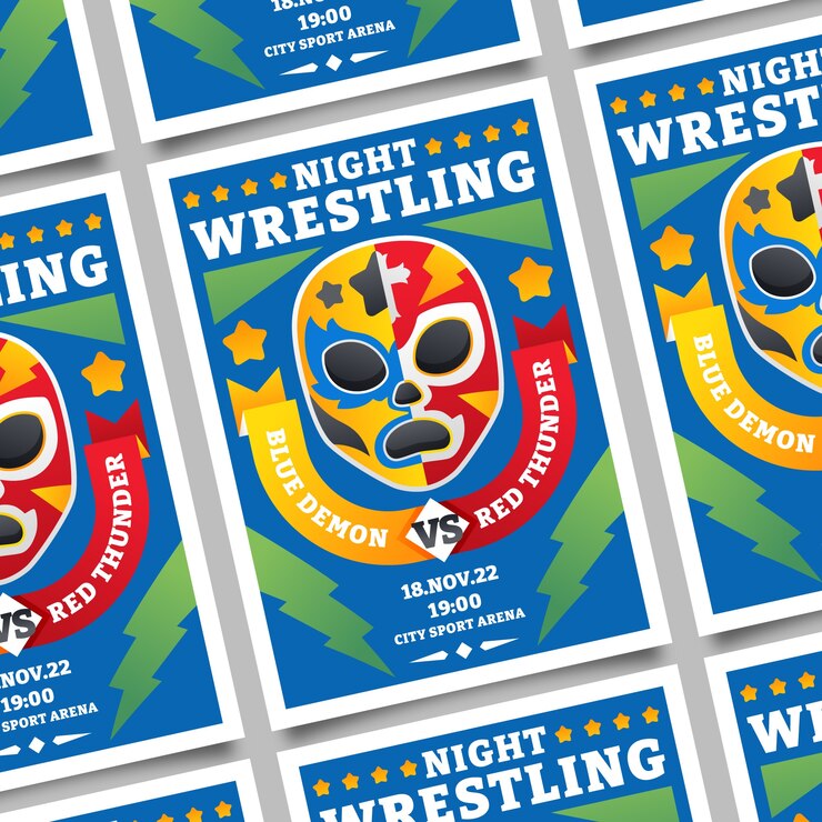 Vector gratuito plantilla de diseño de volante de luchador mexicano