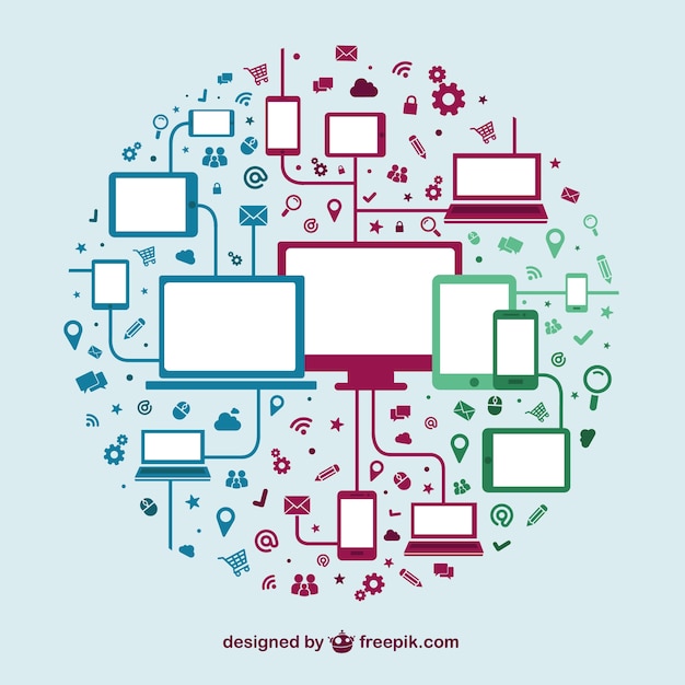 Vector gratuito plantilla de dispositivos tecnológicos