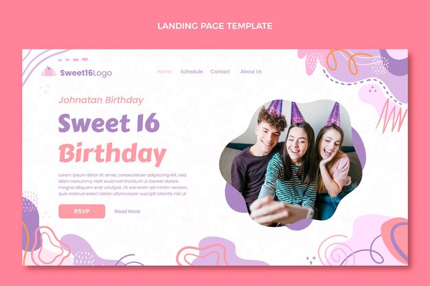 Plantilla de dulce 16 de diseño plano dibujado a mano