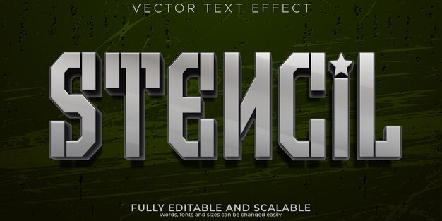 Plantilla editable con efecto de texto del ejército metálico y estilo de texto de la guerra mundial