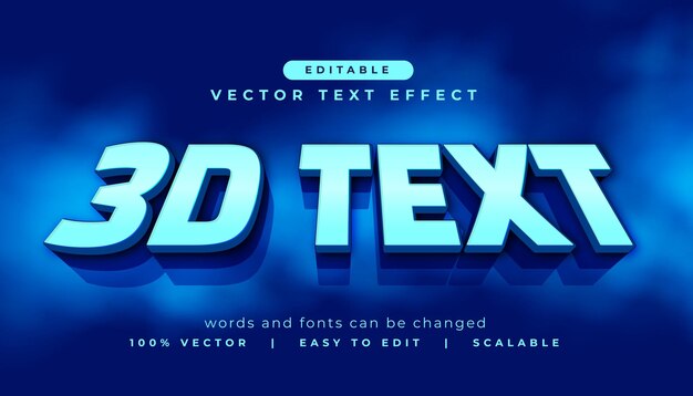 plantilla de efecto de texto 3D editable con efecto nublado
