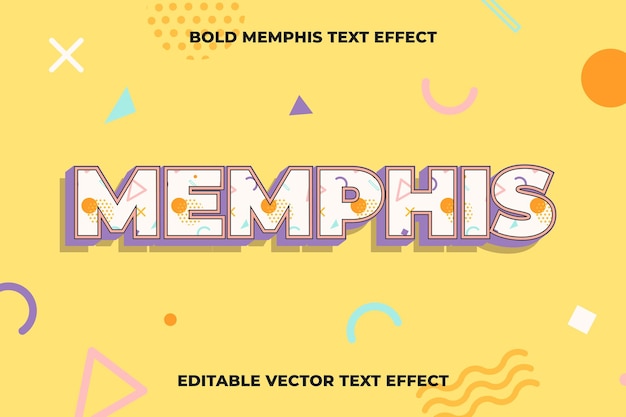 Vector gratuito plantilla de efecto de texto editable de memphis