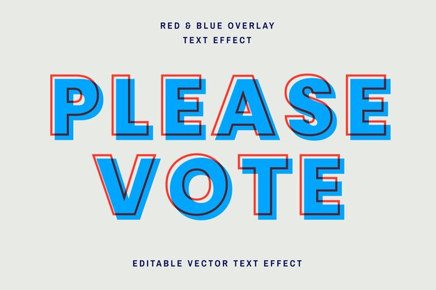 Plantilla de efecto de texto editable de superposición roja y azul