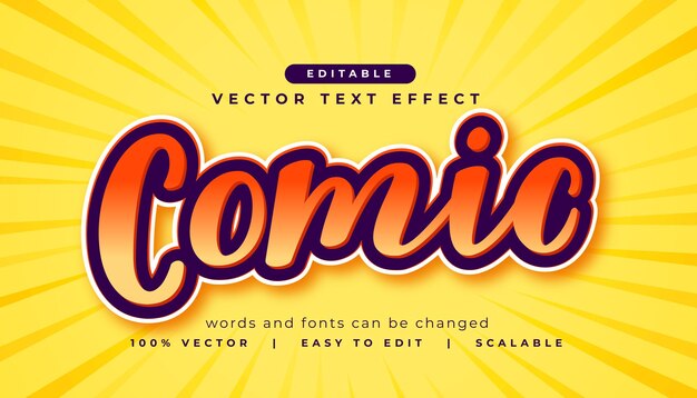 plantilla de efecto de texto de estilo cómico amarillo