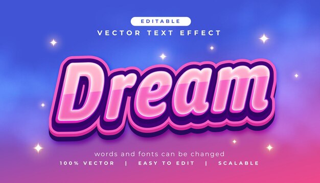 plantilla de efecto de texto de fuente editable para sueños