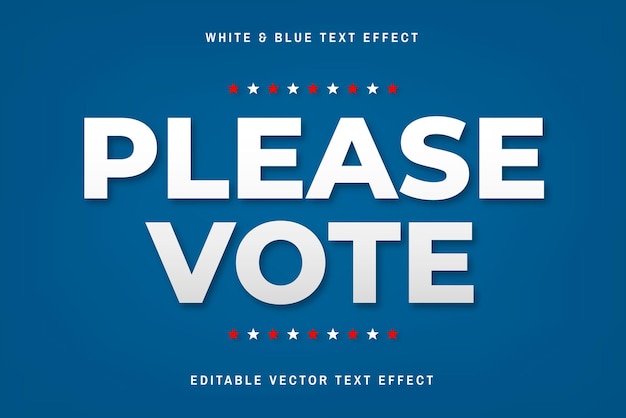 Vector gratuito plantilla de efecto de texto vectorial editable en blanco y azul