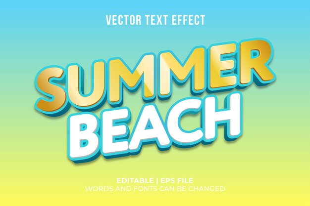 plantilla de efecto de texto de verano de playa editable
