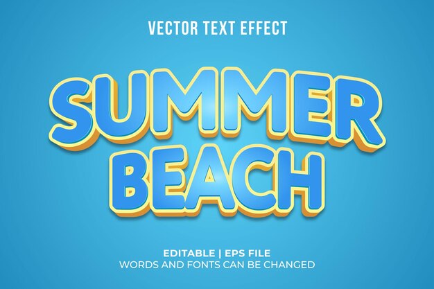 plantilla de efecto de texto de verano de playa editable