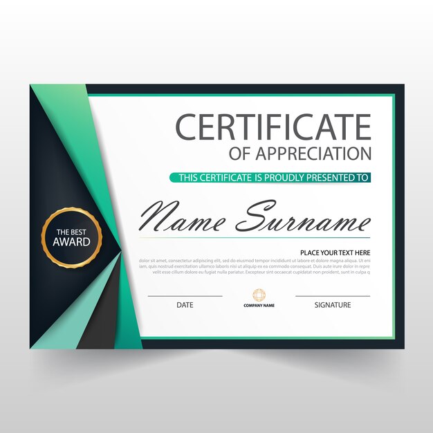 Plantilla elegante de certificado de apreciación