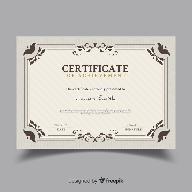 Plantilla elegante de certificado ornamental decorativo