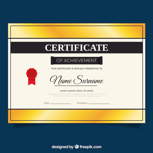 Vector gratuito plantilla de elegante diploma dorado