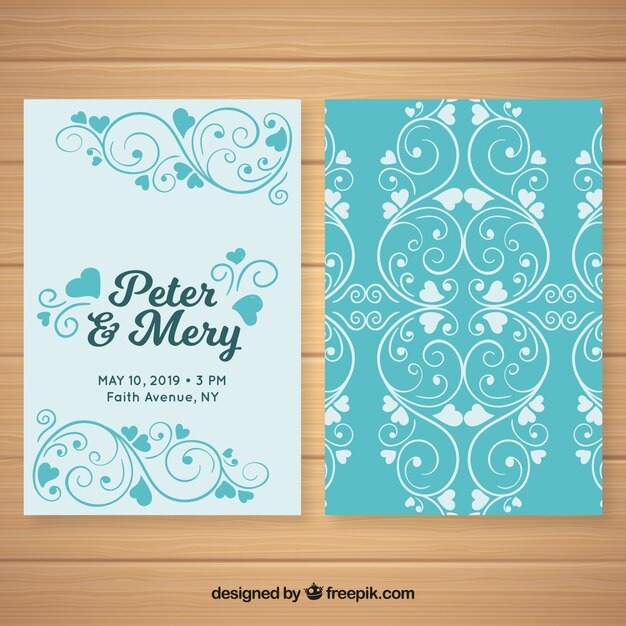 Plantilla elegante de invitación de boda con estilo vintage