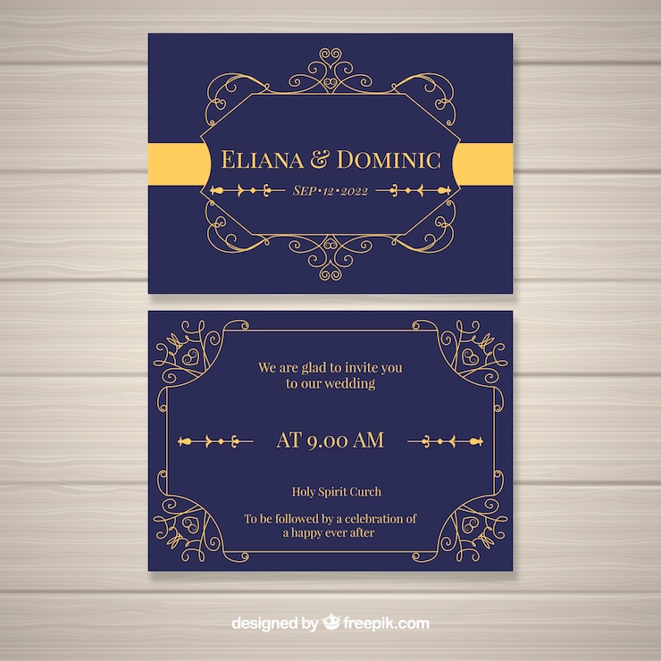 Vector gratuito plantilla elegante de invitación de boda con estilo vintage