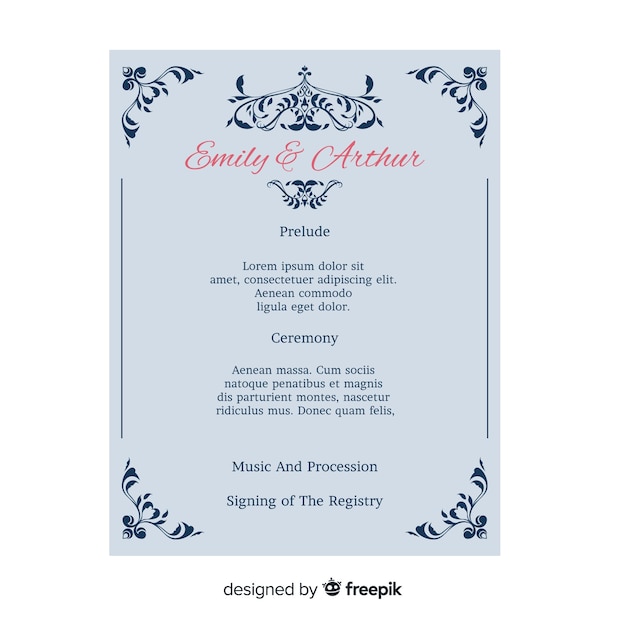 Plantilla elegante de invitación de boda