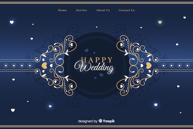 Plantilla elegante de landing page de boda