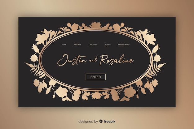 Plantilla elegante de landing page de boda