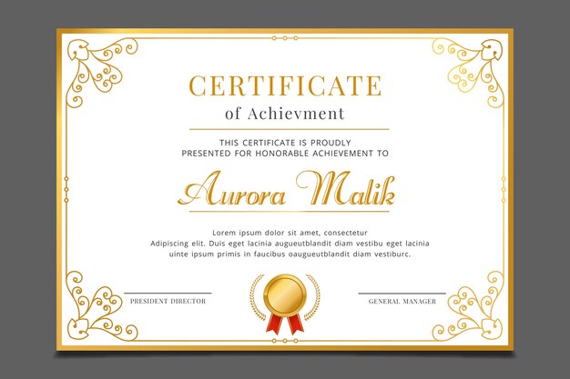 Plantilla elegante de logro de certificado