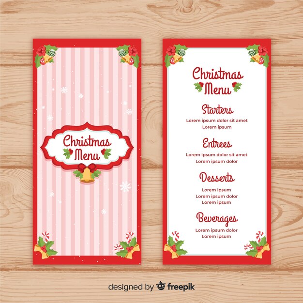 Plantilla elegante de menú de navidad con estilo vintage