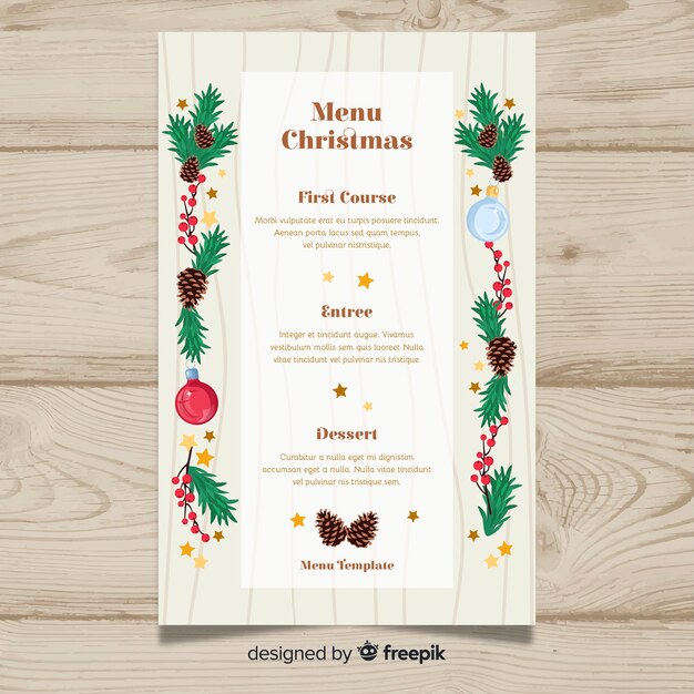 Plantilla elegante de menú de navidad