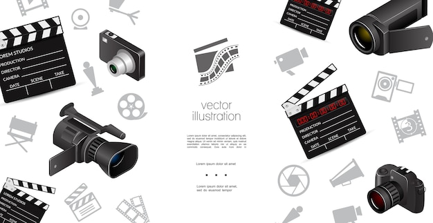 Vector gratuito plantilla de elementos de cinematografía
