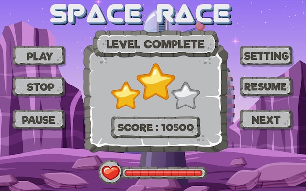 Plantilla y elementos de fondo del juego espacial