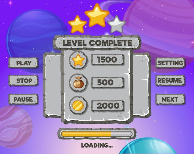 Plantilla y elementos de fondo del juego espacial