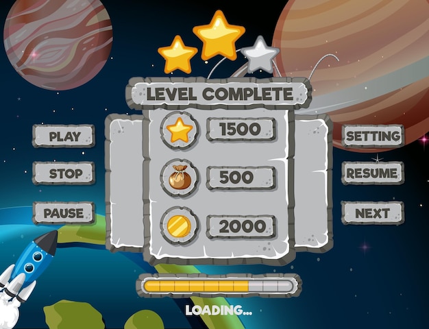Plantilla y elementos de fondo del juego espacial