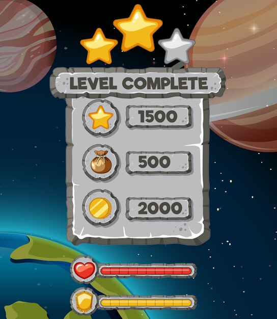 Plantilla y elementos de fondo del juego espacial