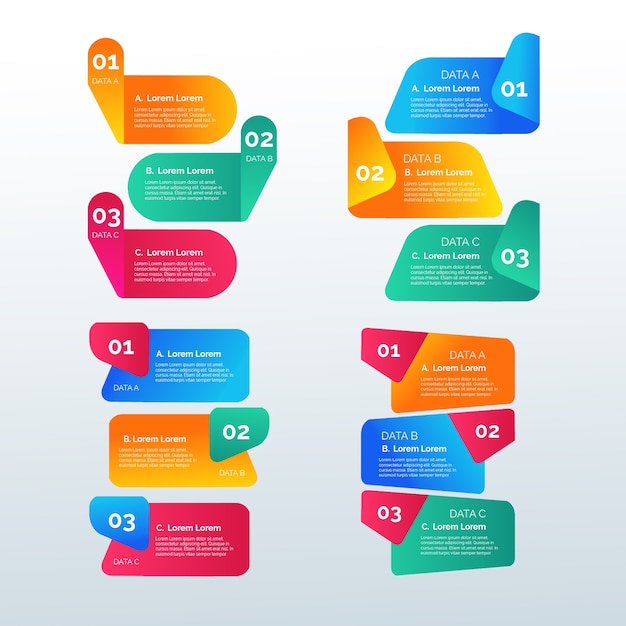 Plantilla de elementos de infografía gradiente