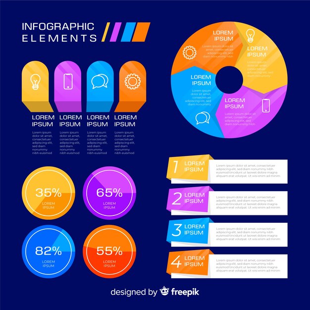Plantilla de elementos de infografía plana