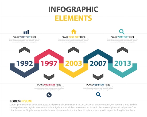 Plantilla de elementos infográficos con concepto de progreso