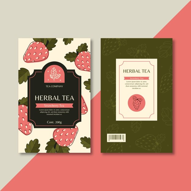 plantilla de embalaje de té dibujada a mano