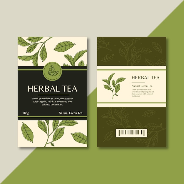 plantilla de embalaje de té dibujada a mano