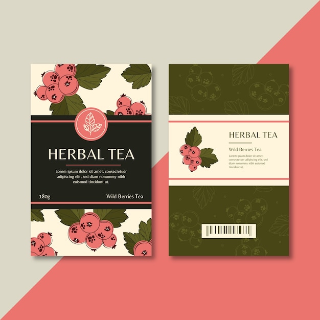 plantilla de embalaje de té dibujada a mano