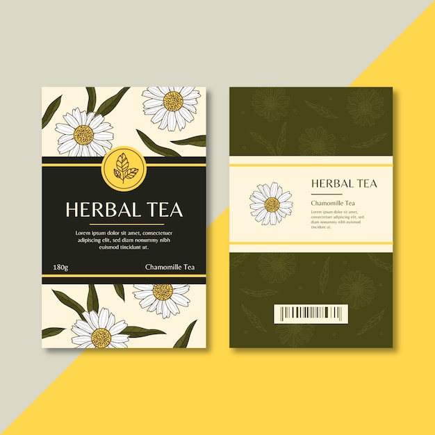 plantilla de embalaje de té dibujada a mano