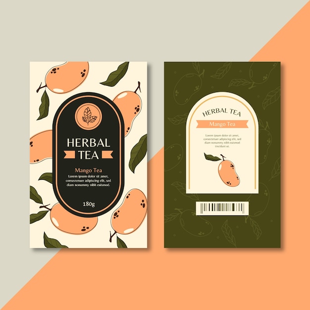 plantilla de embalaje de té dibujada a mano