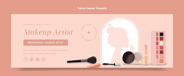 Vector gratuito plantilla de encabezado de twitter de artista de maquillaje mínimo