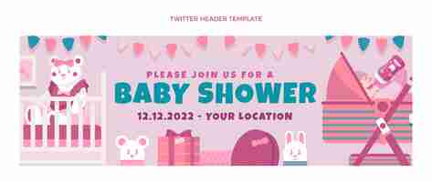 Vector gratuito plantilla de encabezado de twitter de babyshower