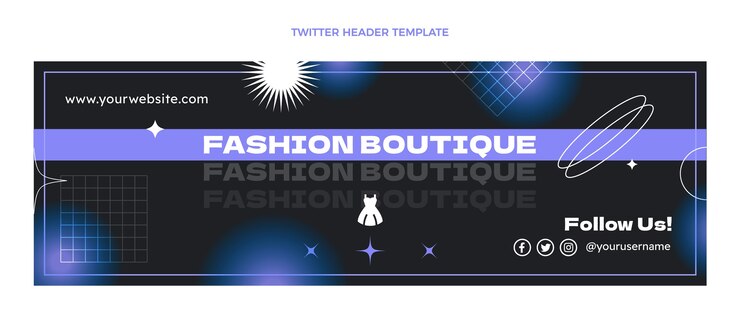 Vector gratuito plantilla de encabezado de twitter boutique degradado